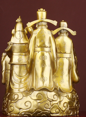 纯铜五路财神到聚宝盆摆件店铺开业赵公明文武财神爷佛像家用供奉