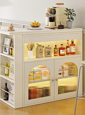 吧台桌家用实木现代简约隔断吧台一体客厅小户型中岛台奶油风