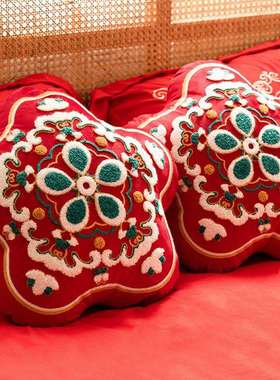 ~结婚压床抱枕一对新婚客厅沙发靠垫婚庆情人节红色靠枕送新