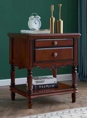 复古实木床头柜简约床边柜家用卧室角柜抽屉储物柜收纳柜