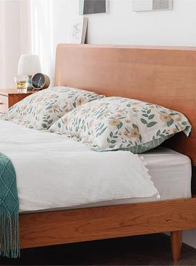 北欧实木床樱桃木床1.8米日式原木色简约双人床小户型实木单人床