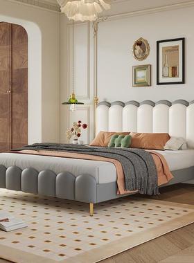 法式复古奶油风落地床涟漪波浪高端大气主卧轻奢现代简约双人婚床