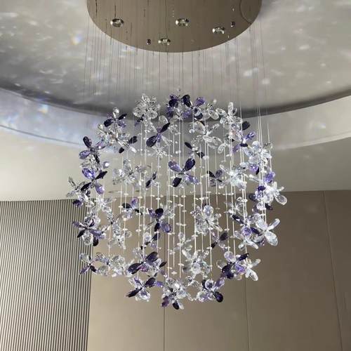 法式轻奢餐厅水晶吊灯设计师新款高级感餐桌灯别墅客厅吧台吊线灯 - 图1