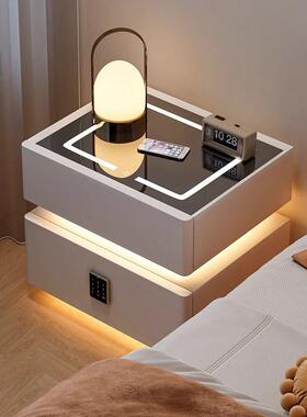 悬浮智能床头家用多功能带灯床头柜轻奢高级感卧室床边收纳储物柜