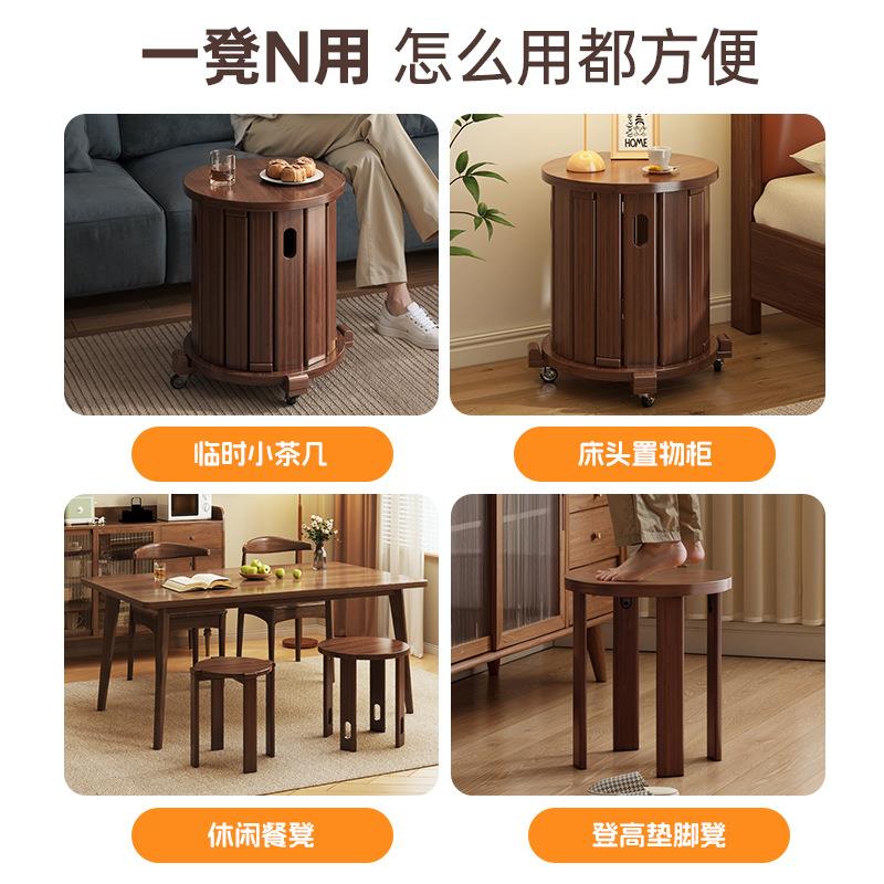 实木餐桌椅2025新款小户型现代简约可叠放中古风客厅家用高脚凳g^ - 图3