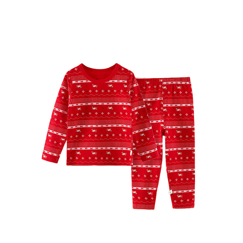 儿童纯棉莱卡秋衣秋裤家居服宝宝新年本命年红色无骨打底衣套装,淘宝优惠券,粉丝福利购,淘宝优惠卷