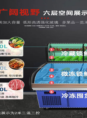 格菱三温三控五阶梯菜品展示柜冷藏冰箱烧烤炸串点菜柜商用保鲜柜