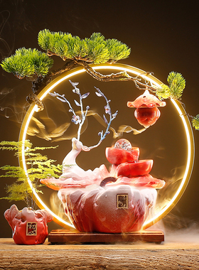 鹿流水摆件创意循环水招财家居客厅玄关生财装饰品乔迁新居开业礼