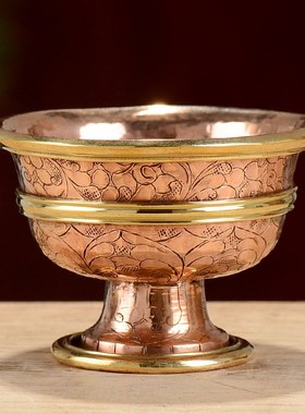 手工供水杯尼泊尔铜供水碗家用高脚水杯大中小号佛前供水杯