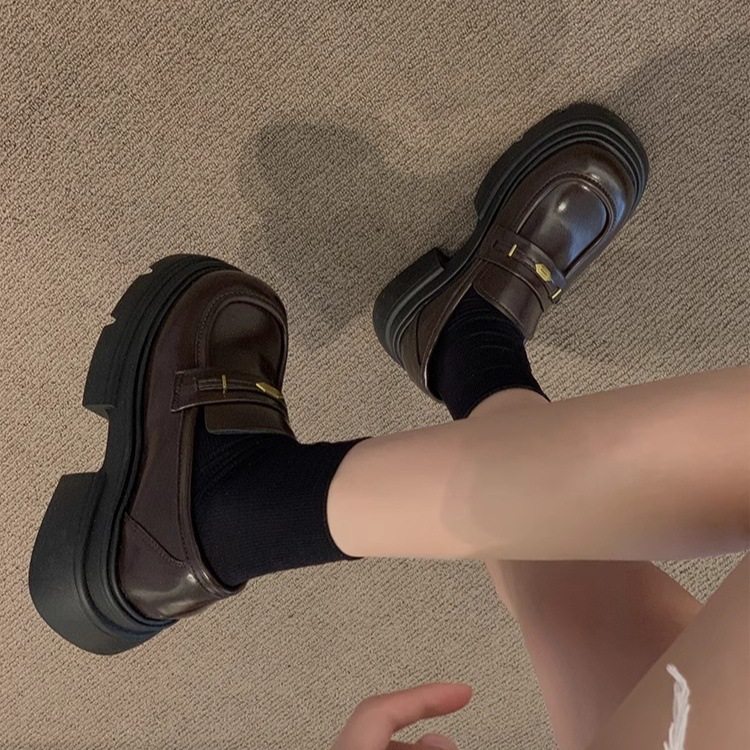 书外乐福鞋英伦风厚底2025新款复古通勤感黑色百搭黑皮鞋小黑鞋,淘宝优惠券,粉丝福利购,淘宝优惠卷