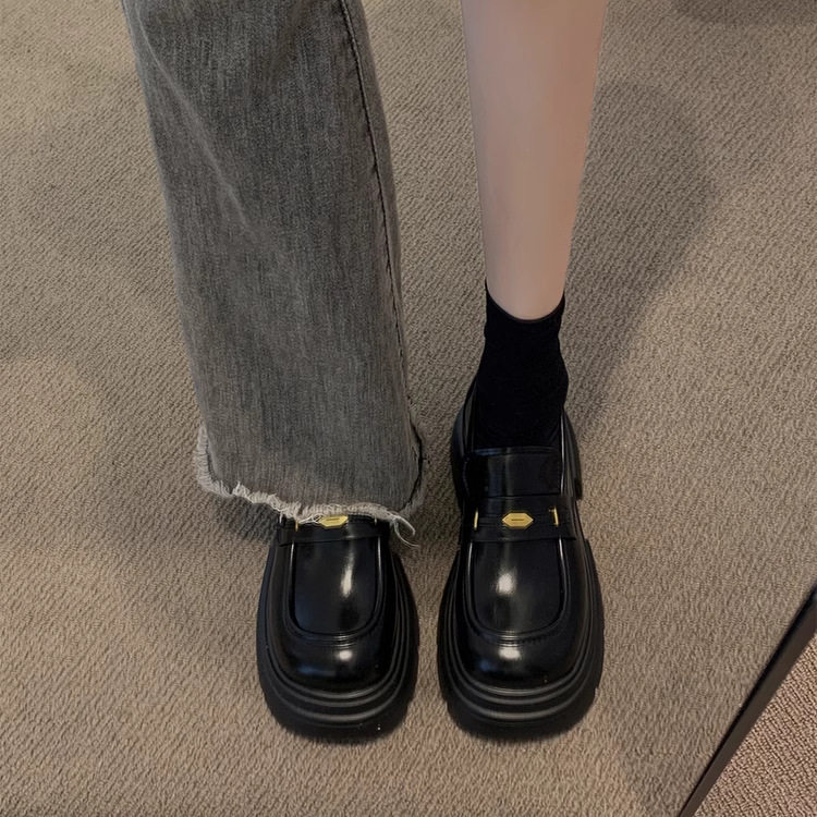 书外乐福鞋英伦风厚底2025新款复古通勤感黑色百搭黑皮鞋小黑鞋,淘宝优惠券,粉丝福利购,淘宝优惠卷