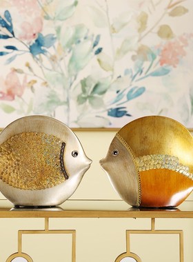 欧式摆件创意家居装饰品陶瓷客厅工艺品情侣鱼电视柜摆件结婚礼物