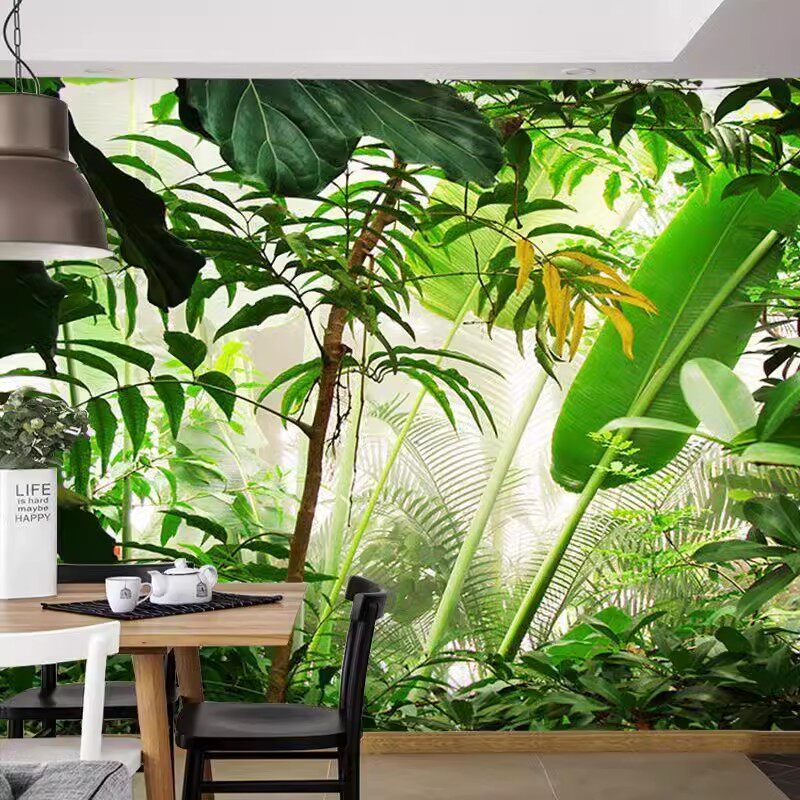 热带雨林森林绿色植物背景墙纸东南亚田园大自然风装修定制壁画,淘宝优惠券,粉丝福利购,淘宝优惠卷