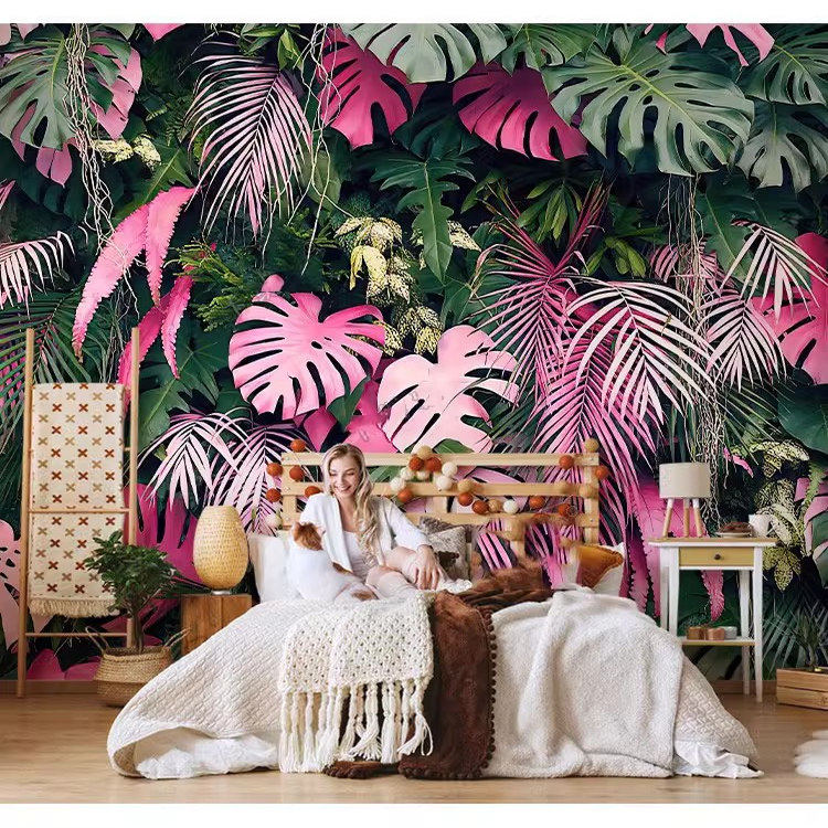 热带雨林森林绿色植物背景墙纸东南亚田园大自然风装修定制壁画,淘宝优惠券,粉丝福利购,淘宝优惠卷