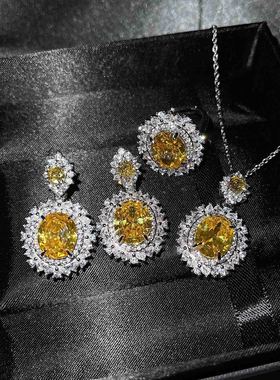 新款奢华彩宝套装海蓝色托帕石