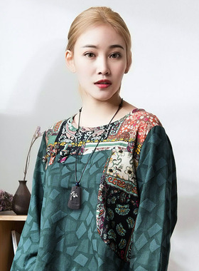 木质项链配饰挂件毛衣链长款复古百搭民族风M简单文艺棉麻装饰简