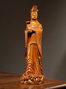 梨木雕刻妈祖神像实木天上圣母湄洲神居玄摆设