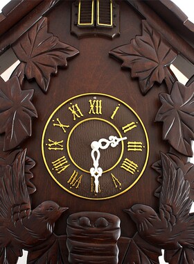 复古布谷鸟钟咕咕钟手工实木雕刻挂钟欧式客厅儿童房挂钟钟表