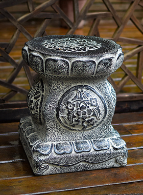 仿石雕门墩圆形柱子庭院别墅院子装饰石凳板凳石鼓墩园底座
