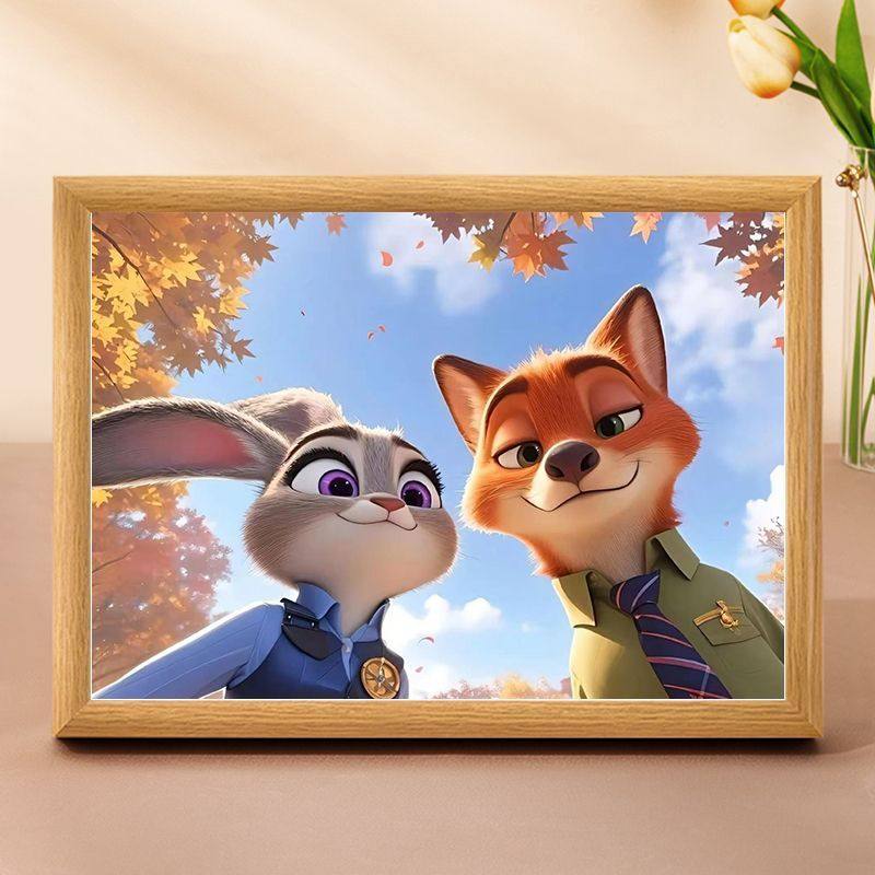 疯狂动物城朱迪尼克周边动漫二次元相框木质相框摆台送朋友,淘宝优惠券,粉丝福利购,淘宝优惠卷