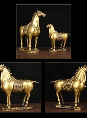 铜唐马摆件 铜汗血宝马摆件 有底铜马摆件 铜将军马摆件