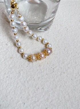 日韩简约甜美圆珠手链女 宫廷风复古温柔淡水珍珠创意简约手饰品