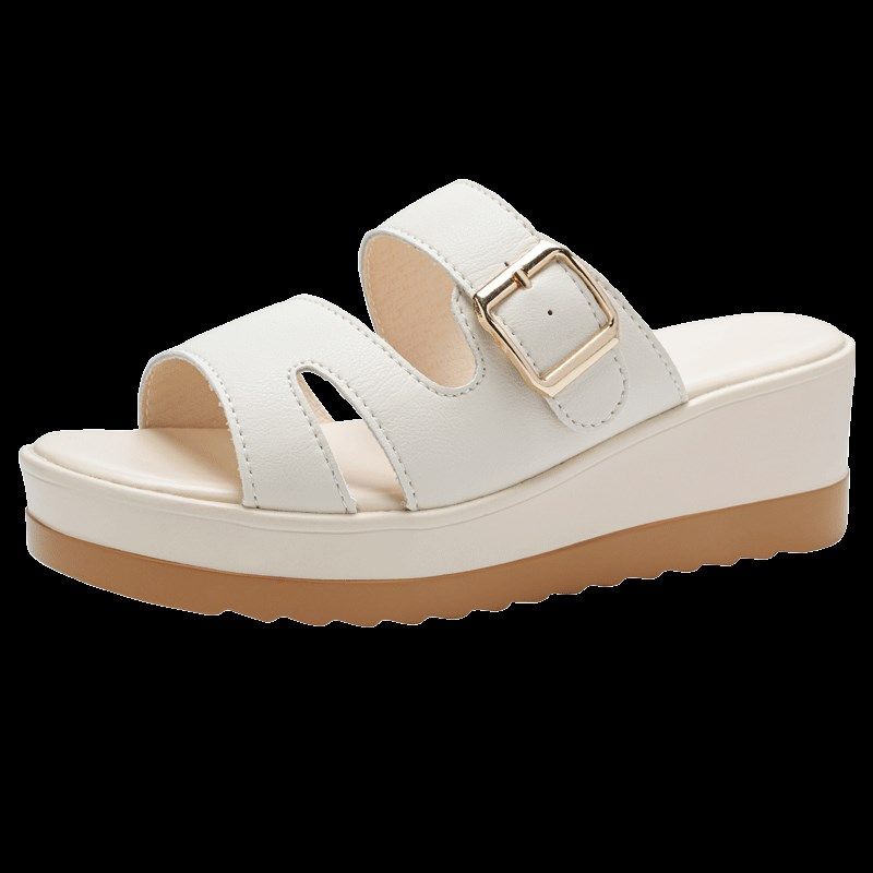 拖鞋女夏季外穿真皮厚底坡跟中凉拖休闲沙滩鞋防滑软底妈妈一字拖,淘宝优惠券,粉丝福利购,淘宝优惠卷