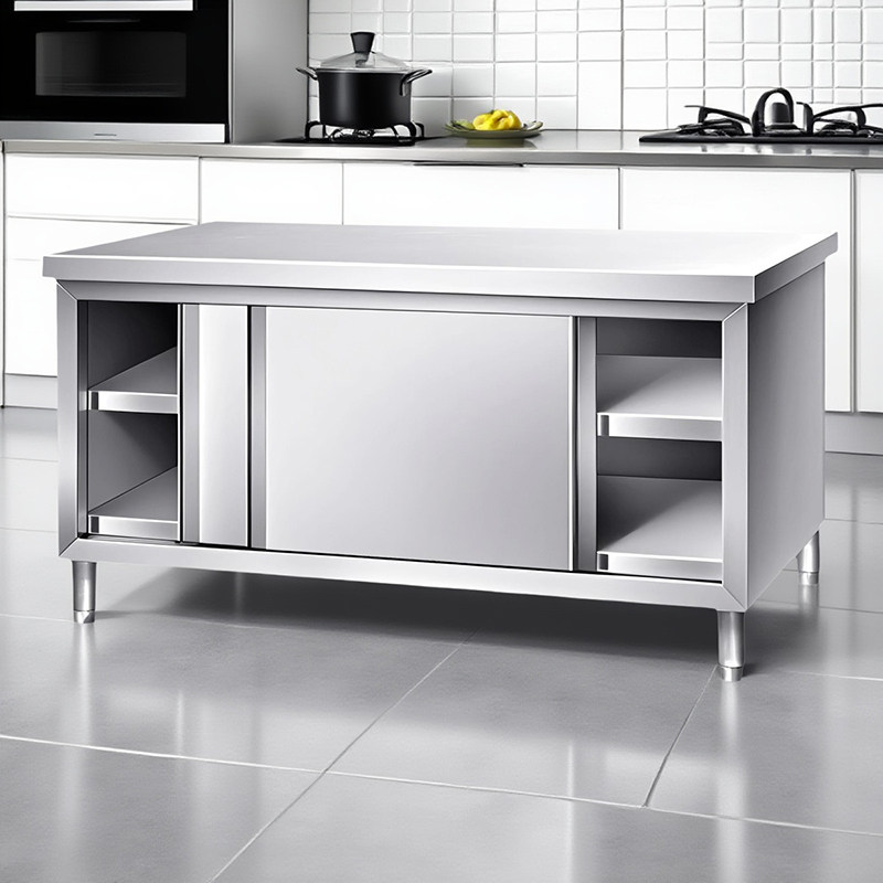 不锈钢工作台定制三边围靠背拉门工作台单通双通厨房专用特厚304,淘宝优惠券,粉丝福利购,淘宝优惠卷