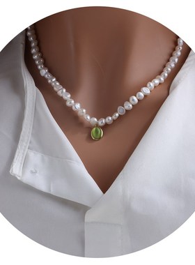 包金镶锆石双排串珠珍珠项链配件手工新款双链条