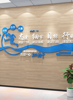 企业文化背景墙布置办公室饰公司团队创意激励励志标语墙