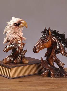 创意狮子老虎动物办公室工艺品酒柜家居雄鹰装饰乔迁业礼品