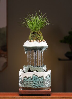 流水摆件循环水轻奢生财客厅茶台招财假山喷泉现代玄关桌面装饰品