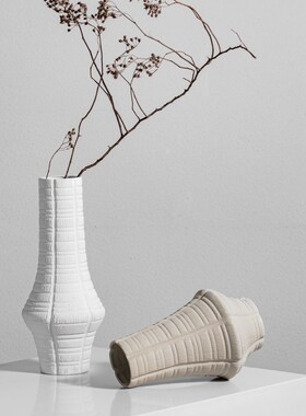黑白咖色肌理手工陶瓷瓶器侘寂风级感家居软装饰品