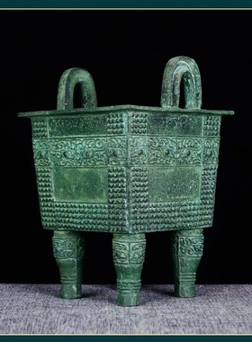 仿古青铜器杜岭方鼎商鼎食器工艺品礼品装饰品文玩桌面室内