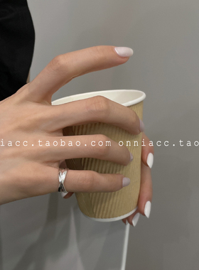 韩国交叉X型戒指女尾戒纯银开口金属感冷淡风高T级轻奢小众设计潮