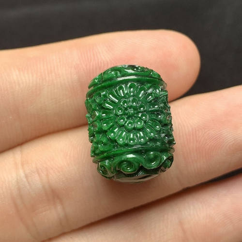 仿翡翠干青雕花桶珠散珠批发 diy雕花古风配饰手链项链耳坠配件 - 图2