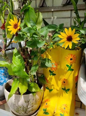 靴子花盆个性花园摆件阳台布景民宿摆设美式乡村雨鞋别墅草坪装饰