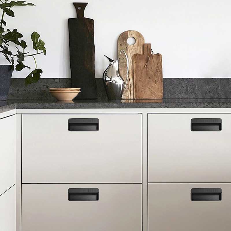 现代简约黑色嵌入式挖槽移门拉手内嵌式加长橱柜抽屉衣柜柜门把手 - 图1