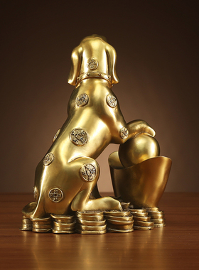 铜欣祥纯铜狗摆件生肖狗家居装饰品客厅摆设狗年生肖工艺品摆件