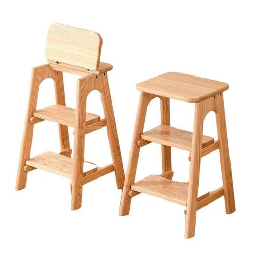 实木可折叠梯凳家用多功能两用梯子凳子室内登高人字梯厨房吧台凳 - 图3