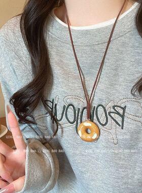 女小众手工包可颂面包个性项饰碱水结牛角仔项链吊坠挂件时尚百搭