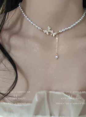 锁骨感轻奢珍珠项链choker吊坠