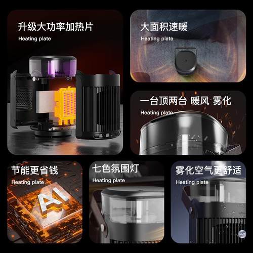 家用取暖器小型桌面立式办公室大面积电暖器加湿器卧室节能暖风机 - 图2