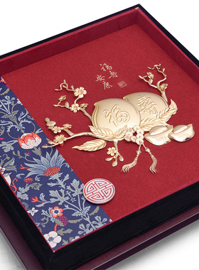 寿桃金箔画摆件送贺父亲寿星祝寿礼品老人长辈生日礼物6080大寿辰