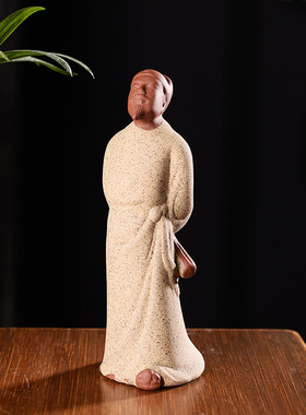 中式禅意手工紫砂人物诸葛亮李白唐伯虎桌摆件家居博古架鱼缸造景