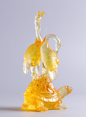 龟鹤摆件琉璃工艺品祝寿礼品创意老人长辈生日礼物客厅玄关装饰品