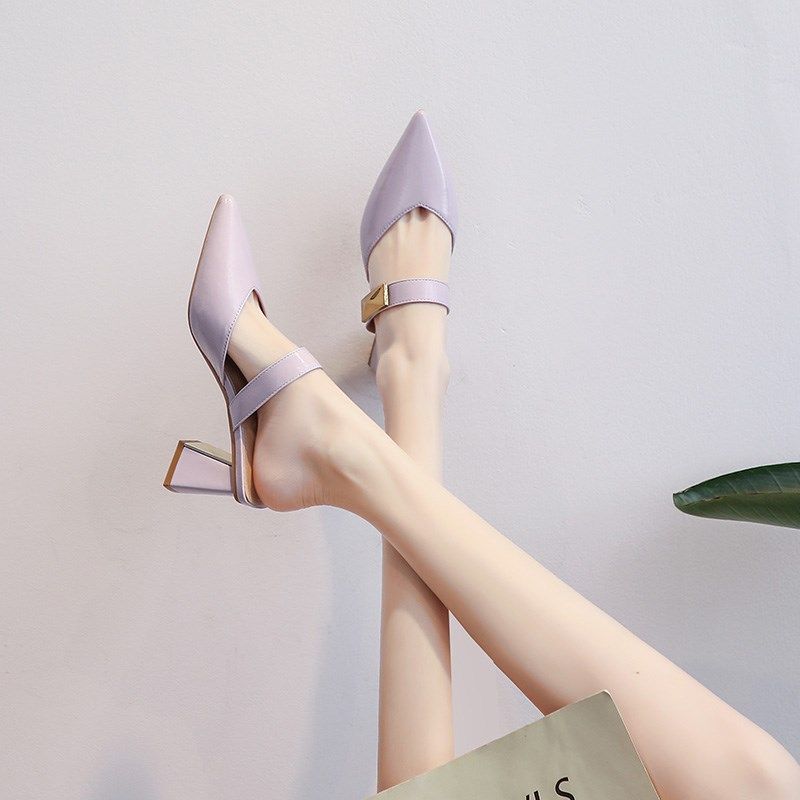 包头外穿拖鞋女夏季2025年新款法式高跟粗跟仙S女风高级感半托单,淘宝优惠券,粉丝福利购,淘宝优惠卷