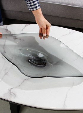 家居现代酒店前台摆件灰色玻璃B水果盘样板房装饰售楼处摆场摆设