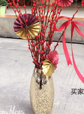 朗峰设计 现代金属镀金瓶 欧式插 餐桌摆设器盆