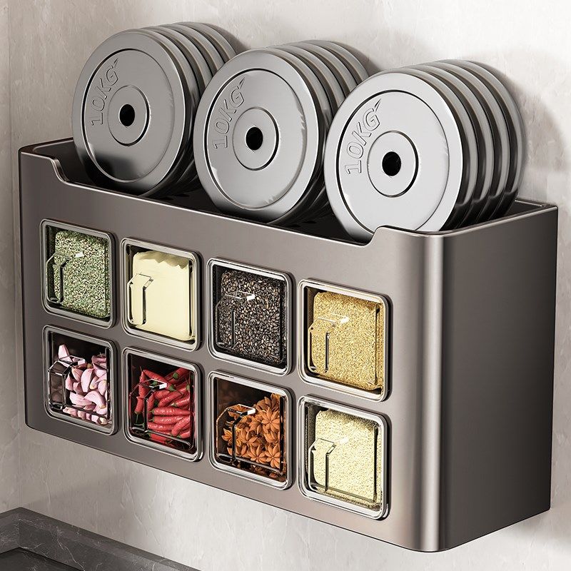 厨房调料品置物架壁挂式多功能免打孔调料品组合套装调料盒罐家用,淘宝优惠券,粉丝福利购,淘宝优惠卷